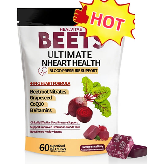 Beetroot Chewable Tablets with Natural Nitrates & Concentrated Beet Root Extract - Supports Circulatory System