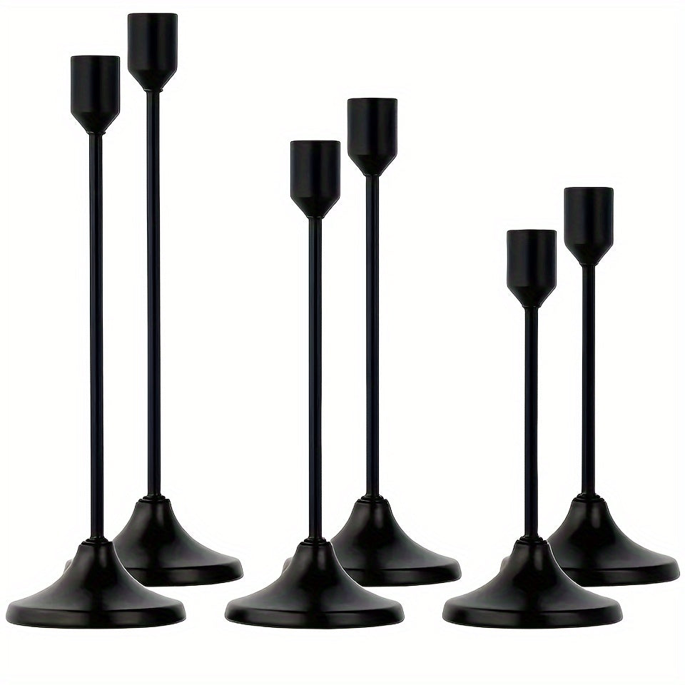 Metal Candlesticks Set of 6, Taper Candle Holders for Wedding Centerpiece, Christmas, Halloween, Thanksgiving