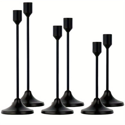 Metal Candlesticks Set of 6, Taper Candle Holders for Wedding Centerpiece, Christmas, Halloween, Thanksgiving