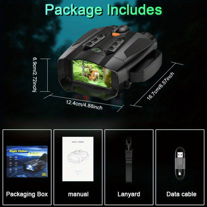 Night Vision Goggles with Built-In 3W IR Illuminator, 200MP HD, 10X Digital Zoom, 5W IR Light, Battery