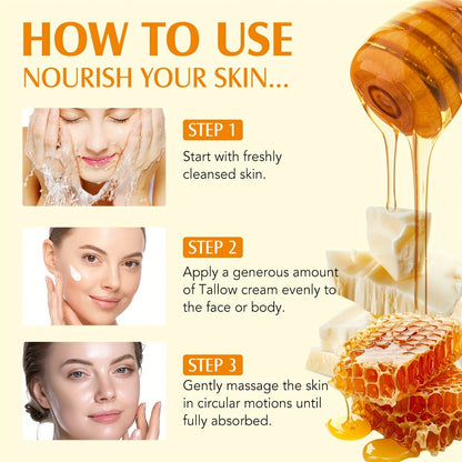 Whipped Tallow Cream 120g Grass-Fed Beef Tallow Honey Beeswax Face Body Hand Cream All Skin for Entryways, Bedrooms and Living Spaces