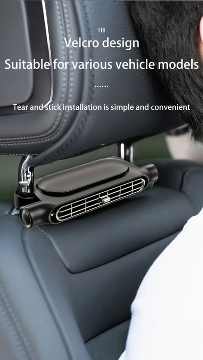 Bladeless Car USB Fan – 3-Speed Silent Cooling, Fits All Vehicles, Car Seat Fan with USB Charging Cable, Black & White