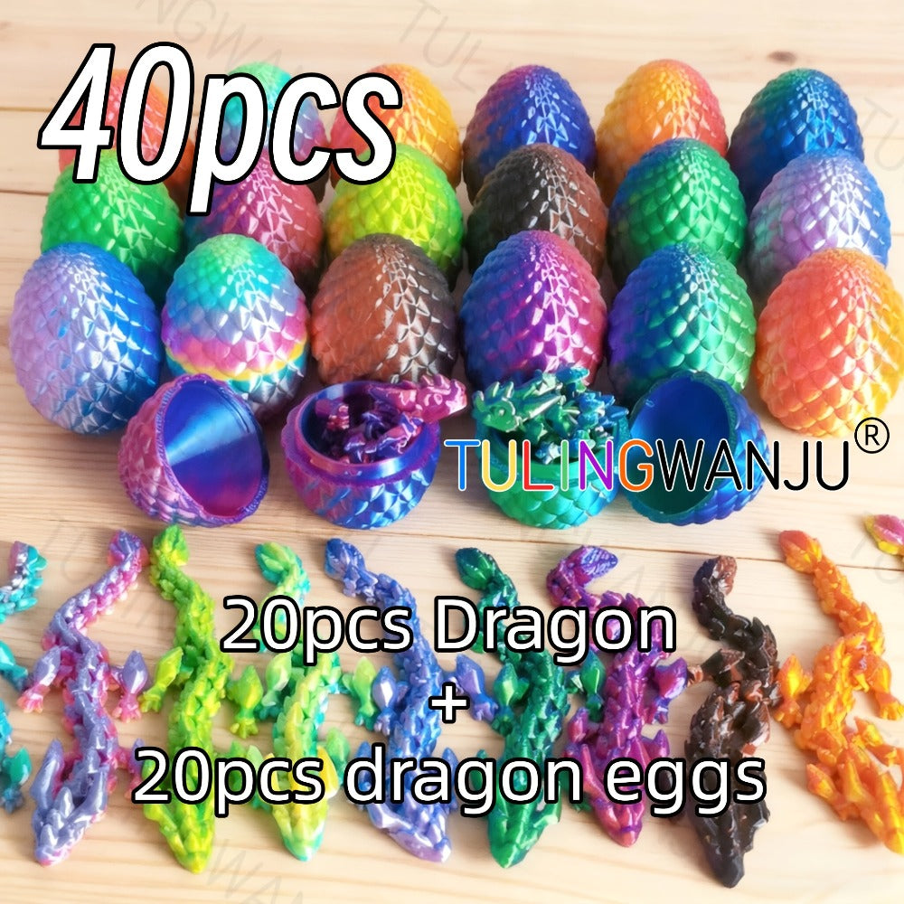Dragon Egg Decorative Sculpture Set 40-Piece, 20 Mini Dragons & 20 Dragon Eggs Figurines, 4.92" Dragons & 2.2" Eggs