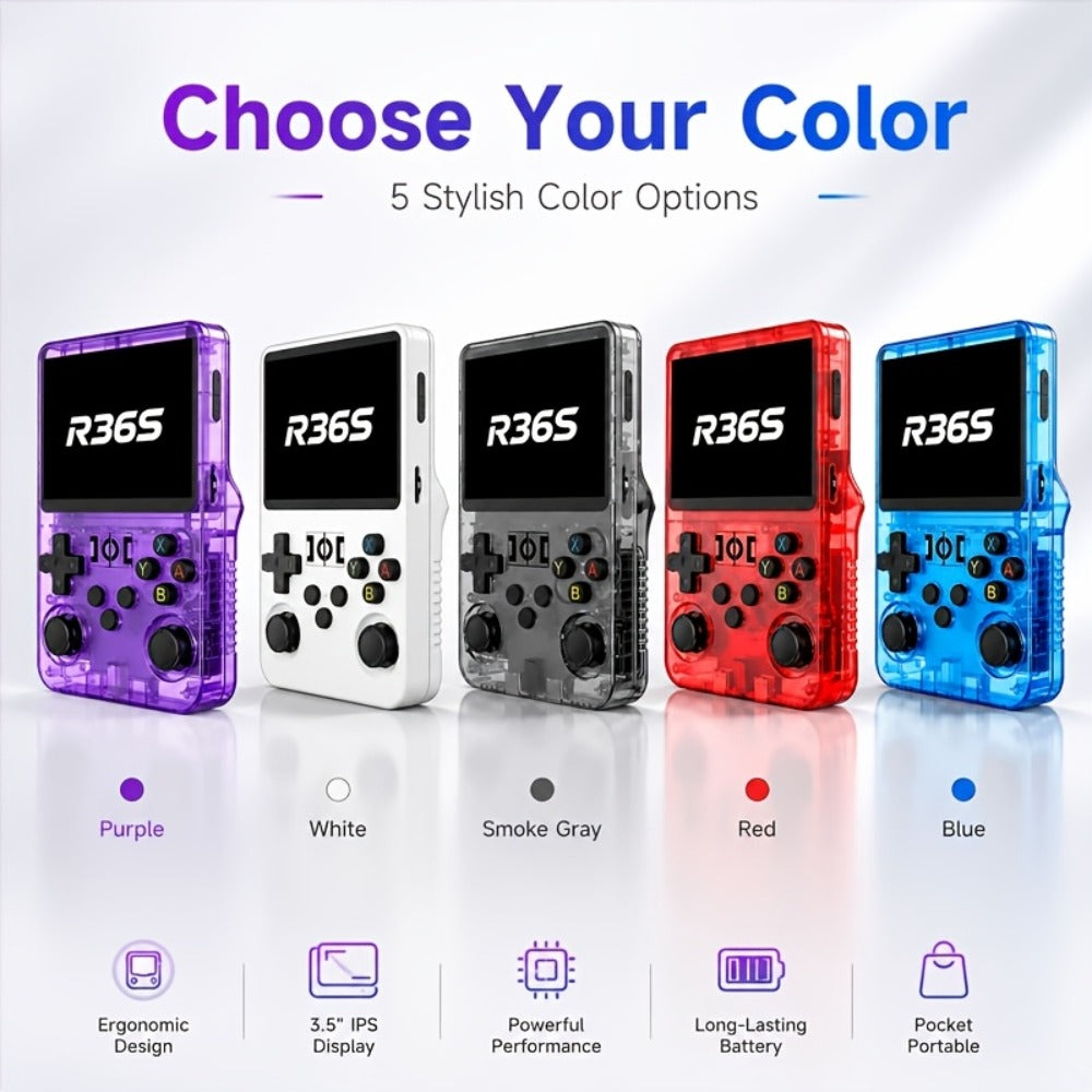Handheld Game Console with 3.5-Inch IPS Screen, 3000mAh Battery, TF Expansion & HD TV Output