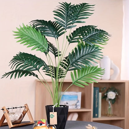Artificial Palm Leaf Stems, Two-Piece Greenery Set at 26.77 Inches without Included Planter or Basket