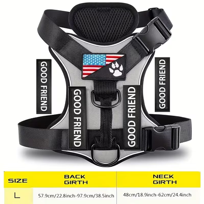 Five-Patch Dog Vest Harness in Black, Red, Rose Red, Grey or Green with XS-to-XL Sizes Pictured