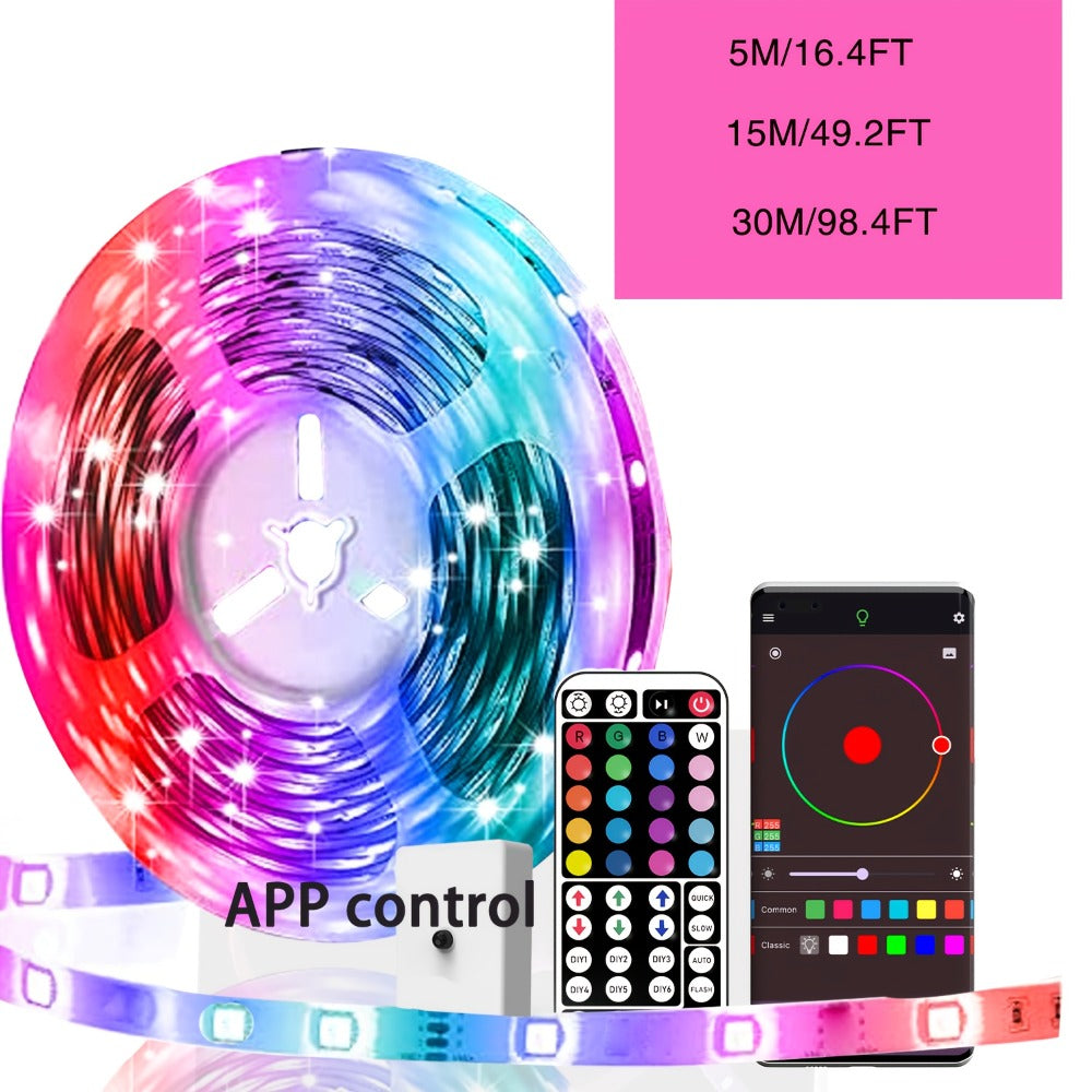 LED Strip Light RGB USB-Powered Room Kit in 16.4ft, 49.2ft or 98.4ft with App and 44-Key Remote