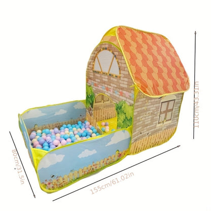 Kids Cottage Play Tent with Ball Pit Cartoon Playhouse Indoor Outdoor with the Listed Color, Size or Set Options for Everyday Use