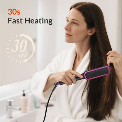 OD-6801 Black or OD-6806 Rose-Gold Heated Straightening Brush with Display, Glove and Three-Button Controls