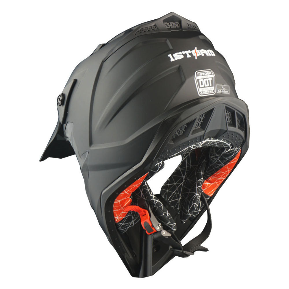 Motorcycle Helmet 1STORM Dirt-Bike Full-Face Shell with Peak Visor, XS-XXL Sizes, Padded Liner and Graphic Styles