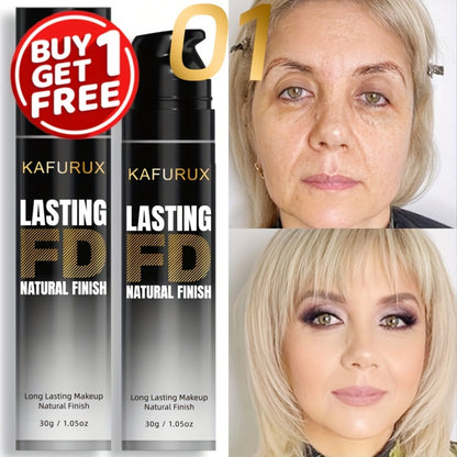 KAFURUX Liquid Foundation Two-Bottle Set with Pump Dispensers and Eight Matching Shade Pairs
