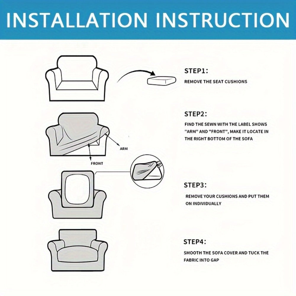 Armchair Slipcover 2pcs Set Jacquard Leaf Texture Stretch Chair Cover with Seat Cushion Cover for Entryways, Bedrooms and Living Spaces
