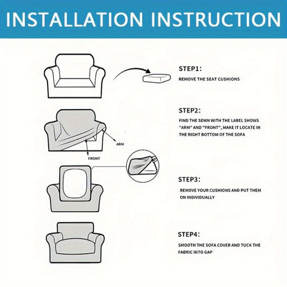Armchair Slipcover 2pcs Set Jacquard Leaf Texture Stretch Chair Cover with Seat Cushion Cover for Entryways, Bedrooms and Living Spaces