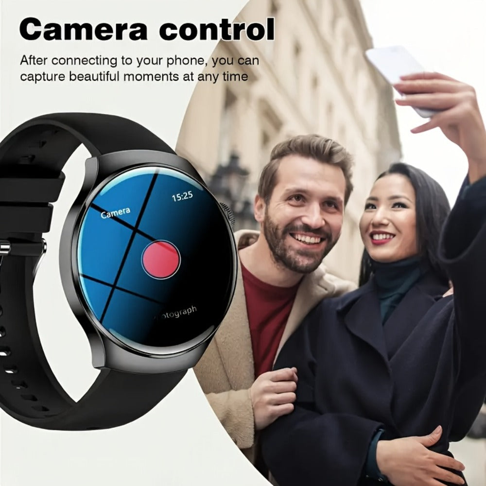 Smartwatch Alarm with Silicone Strap – Wireless Calling, Pedometer, Calorie Tracker, Music Playback, Remote Camera & Multi-Sport Modes