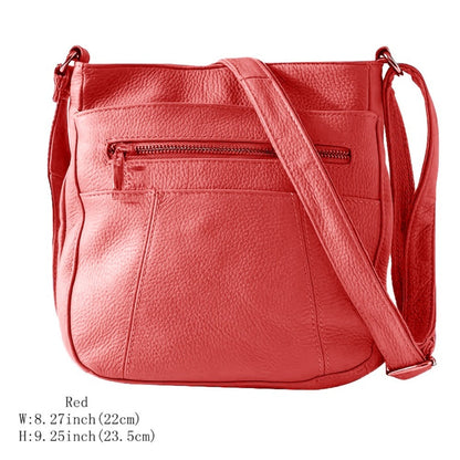 Genuine Leather Messenger Bag for Men Women Anti-Theft Zipper Multi-Pocket Shoulder Crossbody Bag Laptop Organizer Spacious Handbag Purse