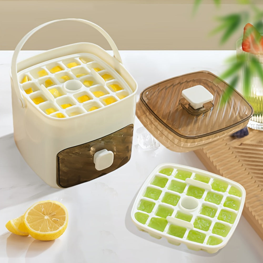 Ice Cube Tray with Lid 48 Compartment Stackable Double Layer Food Grade Plastic Ice Mold for Home Cooking, Dining and Outdoor Meals