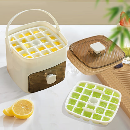 Ice Cube Tray with Lid 48 Compartment Stackable Double Layer Food Grade Plastic Ice Mold for Home Cooking, Dining and Outdoor Meals