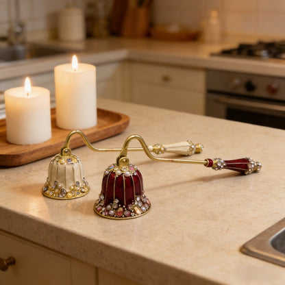 Candle Snuffer Long Handle - Elegant Metal Wick Flame Extinguisher Bell Candle Accessory for Home Decor