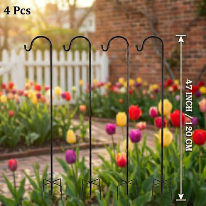 Shepherd Hooks 4 Pack Heavy Duty Metal Garden Stakes for Hanging Plant Baskets Solar Lights Bird Feeders Wind Chimes Outdoor Decor 47 & 63