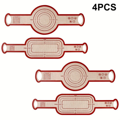 Silicone Bread Sling for Dutch Oven, 4pcs Reusable Baking Mat with Long Handles for Sourdough Bread, Nonstick Dough Transfer Liner