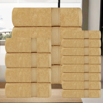 Towel Set 8 or 16 Piece Thickened Bath, Hand and Washcloth Collection in Multiple Solid Colors