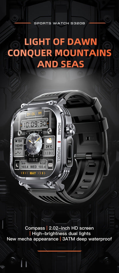 Smartwatch for Men 2.02 Inch with LED Flashlight, Wireless Calling and Activity Tracking for Outdoor Use
