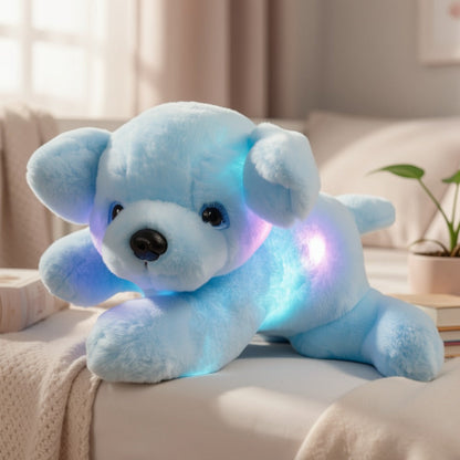 Plush Toy Blue Puppy with Light-Up Body and Music for Colorful Interactive Room Display and Gifting
