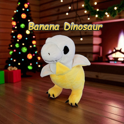 Plush Toy Yellow Banana Dinosaur 9.5-Inch T-Rex Character with Peekaboo Peel Design for Display