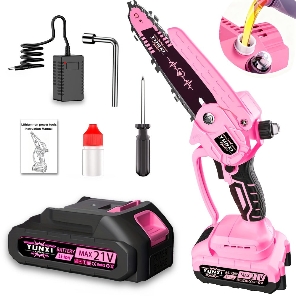 Mini Chainsaw 6 Inch 21V Cordless Battery Powered, Handheld Electric Chain Saw for Tree Branch Trimming Wood Cutting