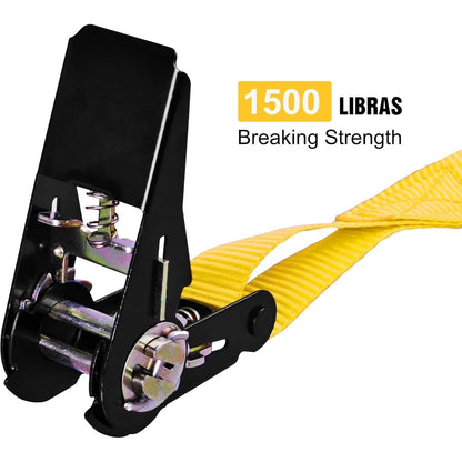 Ratchet Tie Down Straps 4-Pack 15FT 1, 500 lb Break Strength Heavy Duty with Soft Loops & Storage Bag – High-Visibility Webbing