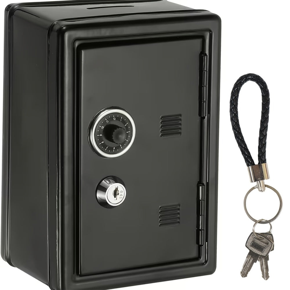Metal Coin Bank with Key & Combination Lock – Secure Cash Storage Piggy Bank with Removable Drawer for Kids & Adults, Back to School