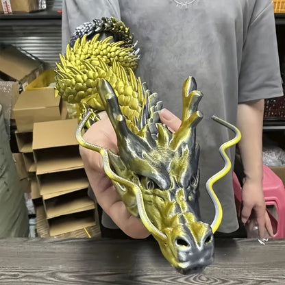 3D Printed Articulated Dragon Figurine 35.4" Giant Poseable Chinese Dragon Collectible Sculpture
