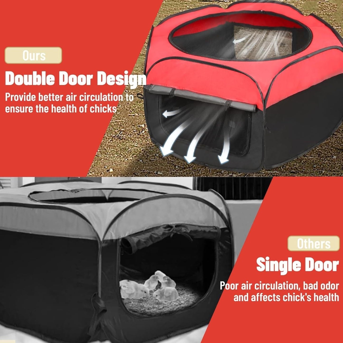 Chicken Brooder Tent Bundle, Chick Playpen Feeder Waterer Perch Kit for Garden, Patio and Yard Use