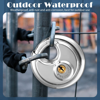 Padlocks with Same Key - 10pcs Stainless Steel Disc Lock Set, Keyed Alike Discus Pad Lock 2-3/4 Inch Wide 3/8 Inch Shackle
