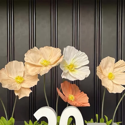 Giant Paper Poppy Artificial Flower - Super Large Floor Standing Fake Flower for Wedding Backdrop