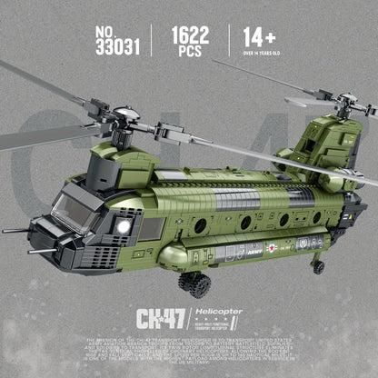 Chinook Helicopter Building Blocks Set 1622 Pcs – US Military CH-47 Transport Helicopter MOC Model Kit Adults Teens Aviation Military Fan