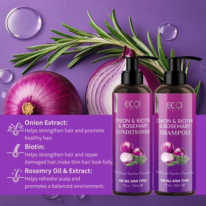 Shampoo and Conditioner Set Biotin & Rosemary with Onion Extract & Jojoba Oil – Hydrating Oil Control Hair Care for Dry Damaged Hair & Scalp