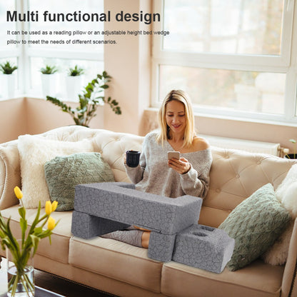 Modular Gray Reading and Gaming Cushion with Armrests, Cup Holders, Side Pockets and Detachable Sections