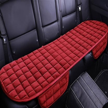 Plush Plaid Car Seat Cushion Three-Piece Set with Two Front Pads, One Rear Pad and Five Color Options