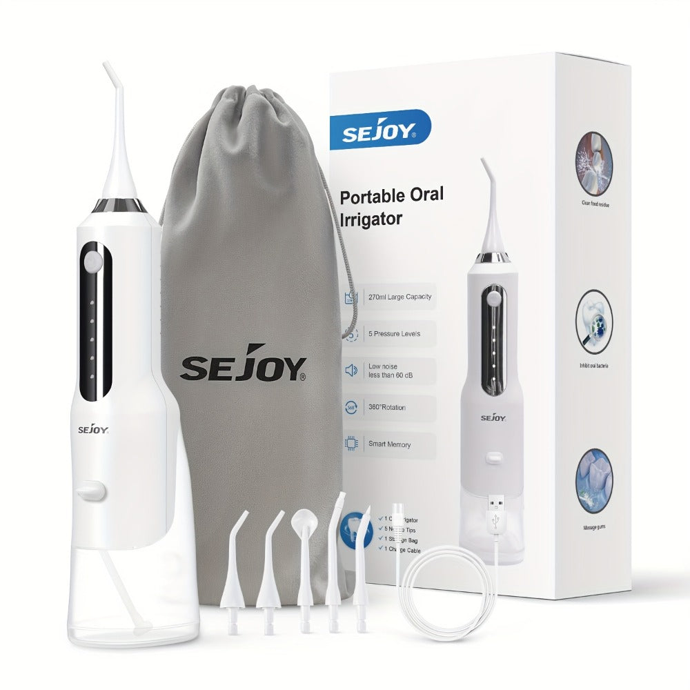 Water Flosser Cordless Oral Irrigator with Five Modes, Five Jet Tips, 1800mAh Battery and Pink or Black Options