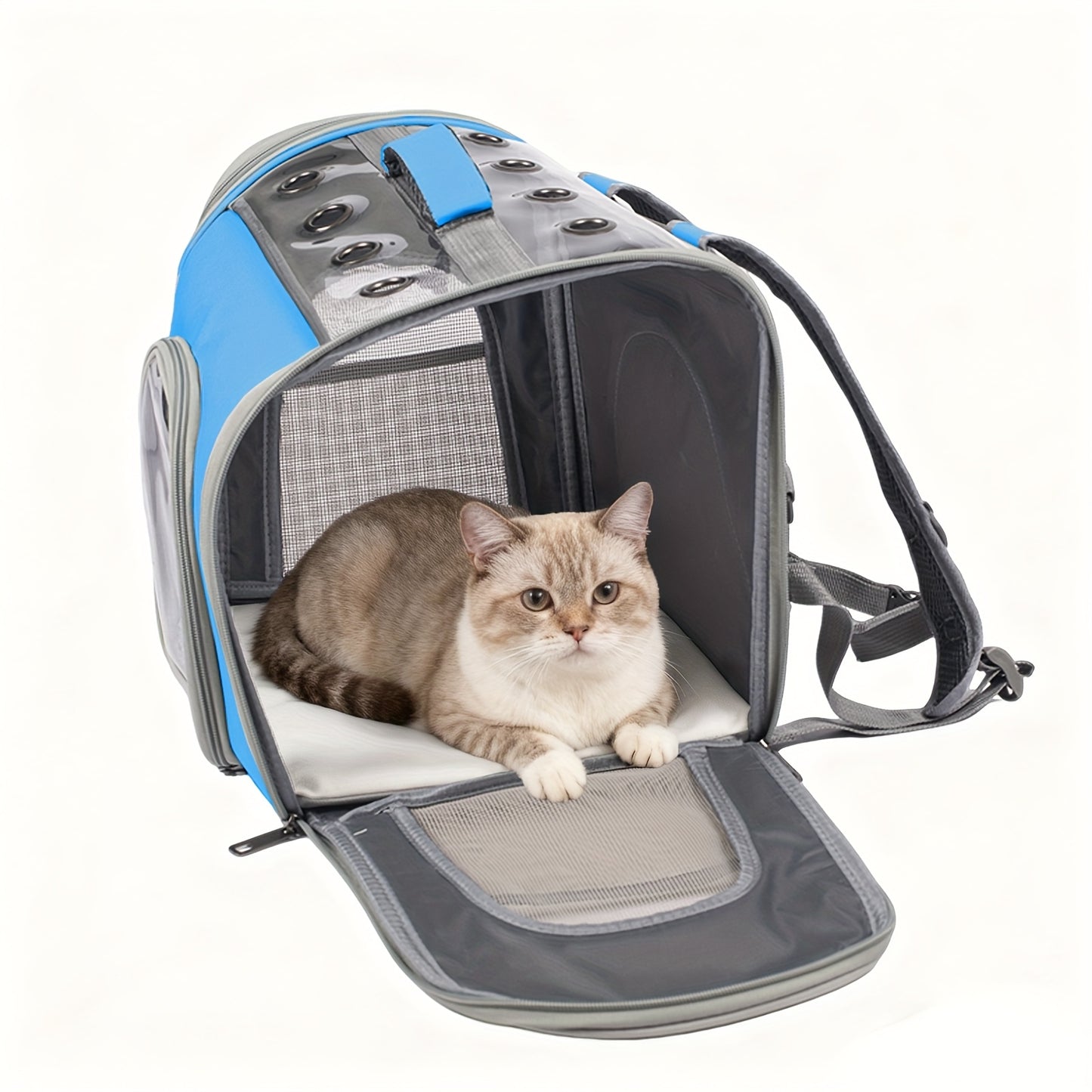 Pet Backpack for Cats and Dogs – Foldable Breathable Mesh Window Carrier Bag with Front Opening, Lightweight Travel Backpack for Hiking