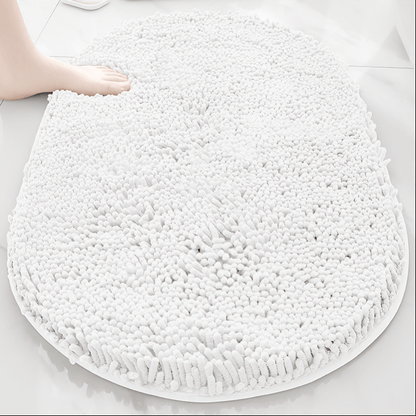 Oval Chenille-Style Bath Mat with Five Color Designs and 40 × 60 to 63 × 95 cm Size Options