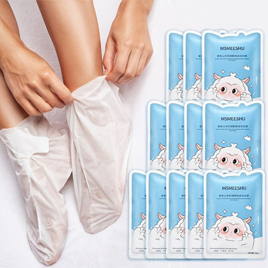 Moisturizing Foot Mask Socks with Goat Milk, Niacinamide & Ceramides – Exfoliating Cracked Heel Treatment