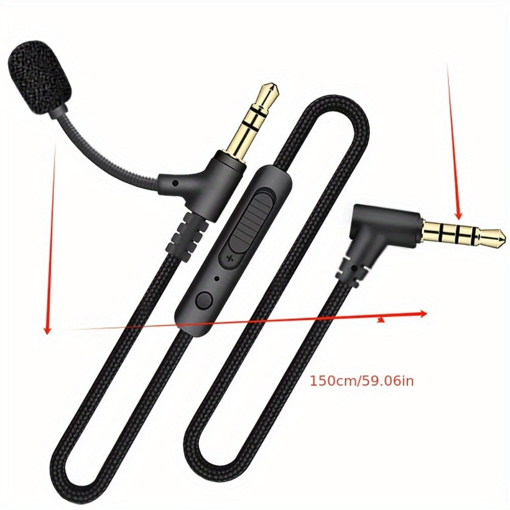 3.5mm AUX Audio Cable with Inline Volume Control, Male to Male Stereo Audio Cord for Car AUX, Headphones, Headset Microphone