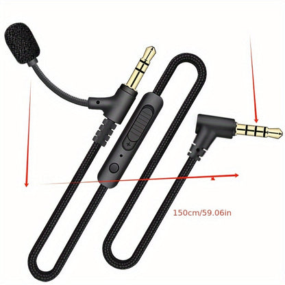 3.5mm AUX Audio Cable with Inline Volume Control, Male to Male Stereo Audio Cord for Car AUX, Headphones, Headset Microphone