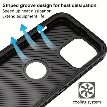 Phone Case Dual-Layer TPU and PC Hybrid Cover for iPhone 16 Plus in Black, Orange or Green