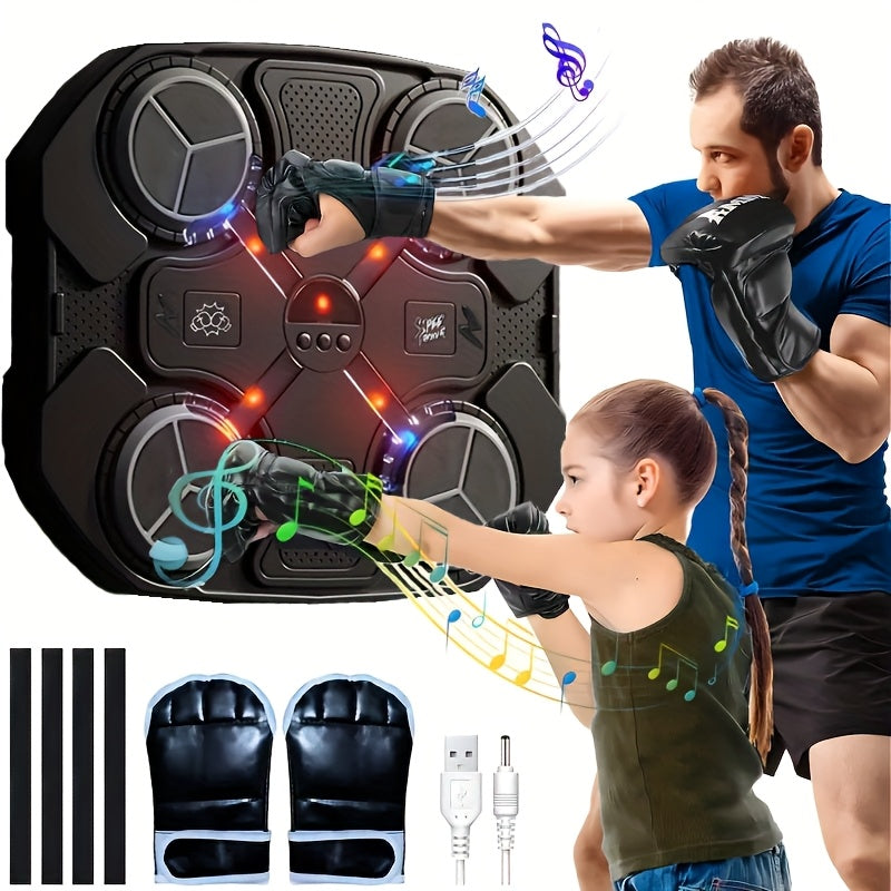 Black 32 x 35 cm Wall-Mounted Four-Pad Boxing Reaction Target with Display and USB-Powered Form