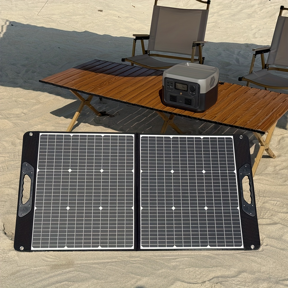 Foldable Solar Panel 200W 23.5% High Efficiency 20V Portable with 2 Brackets Solar Cable for Camping RV for Garden, Patio and Yard Use