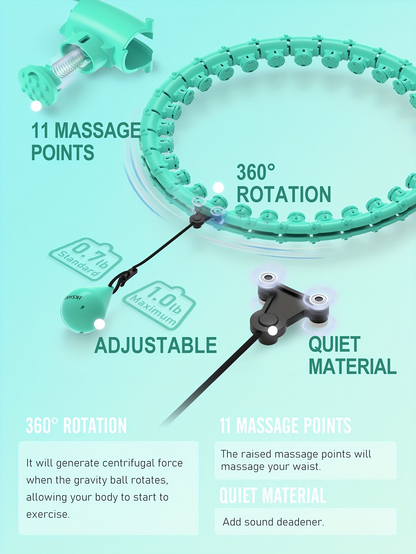 Weighted Hula Hoop Exercise Ring 69" – Smart Pilates Circle with 30 Detachable Knots, Plus Size Adjustable Fitness Hoop for Adults