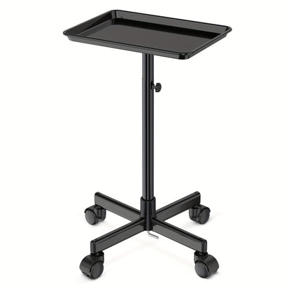 6-Color Premium Aluminum Salon Rolling Tray on Wheels – Adjustable Height Hairdresser Cart, Tattoo Tray, Spa Service Trolley for Nail Tech